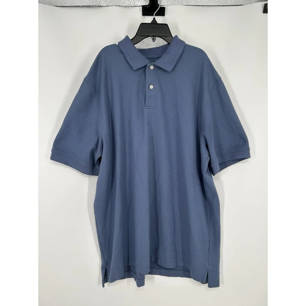LL Bean Traditional Fit Solid Blue Basic‎ Polo Shirt Mens Size XLT XL Tall